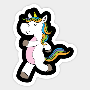 Cute unicorn at the jogging Sticker